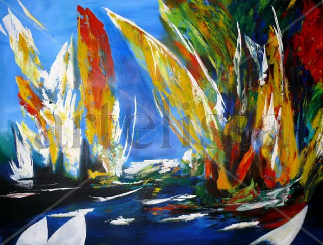 REGATAS (obra vendida en Medellin Col.) Acrylic Canvas Sports