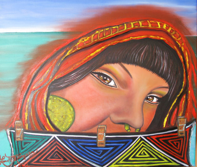 Guna-Kuna y mola-PROHIBIDA LA REPRODUCCIÓN Oil Canvas Portrait