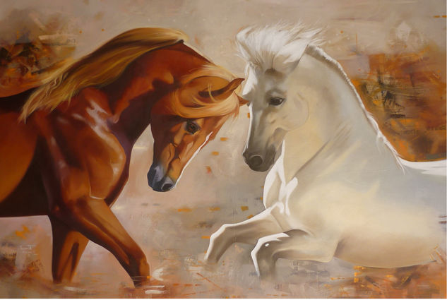 ¿por qué de pronto me invade el deseo de reflejarme tn tu mirada? Oil Canvas Animals