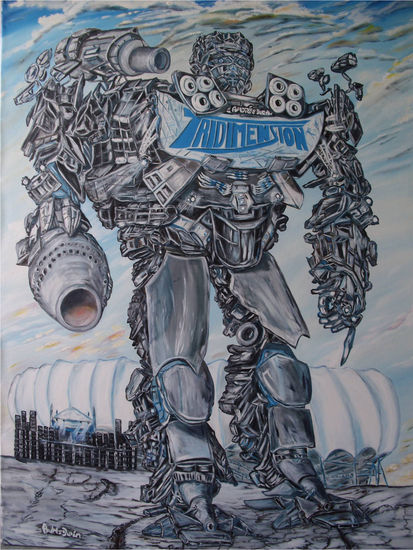 Miniteca Tridimension en Versión Robot. Barquisimeto, Venezuela Oil Canvas Figure Painting