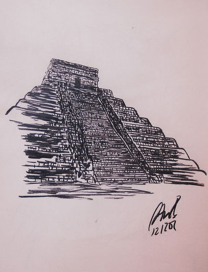 El Castillo de Chichen Itza Carboncillo