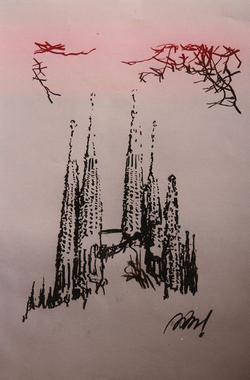 Sagrada Familia I, Barcelona Charcoal