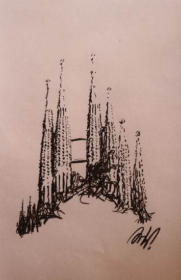 Sagrada Familia II, Barcelona Charcoal