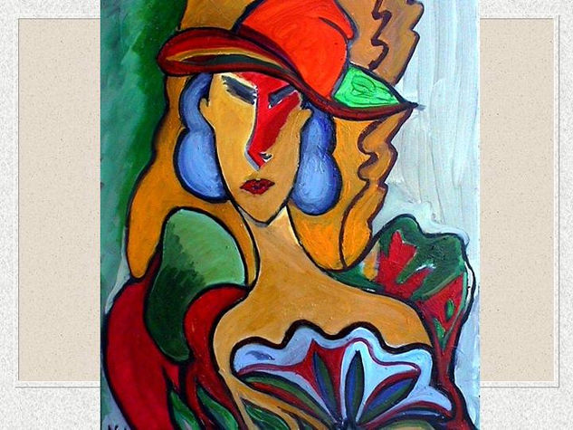 MUJER CON ABANICO Oil Canvas Landscaping