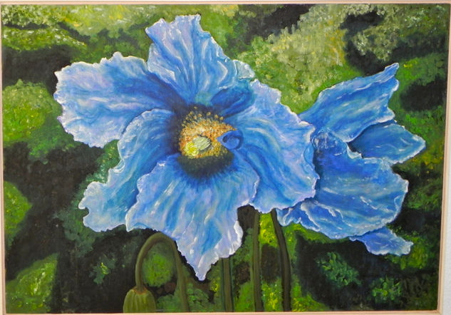 flor azul Oil Canvas Floral Painting