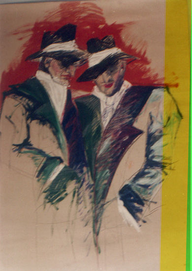 TANGUEROS DE BUENOS AIRES Acrylic Panel Figure Painting