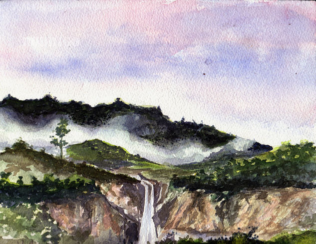 Cascada de Sn Gabriel Watercolour Card Landscaping