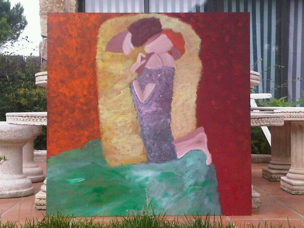 El Beso Acrylic Panel Figure Painting