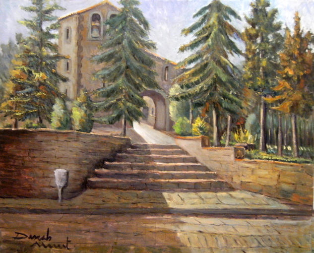 Iglesia rural  en el Pre-Pirineo Oil Canvas Landscaping