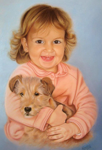 Niña con su mascota