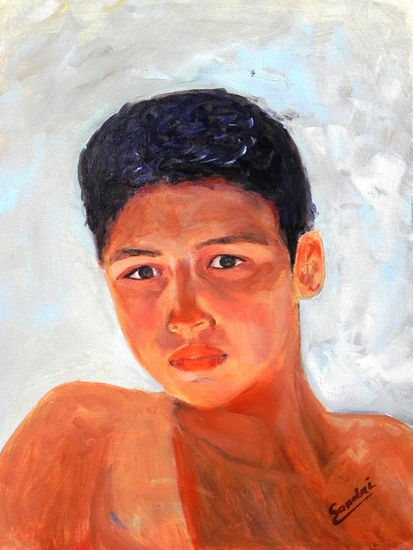 Il ragazzo Oil Canvas Portrait