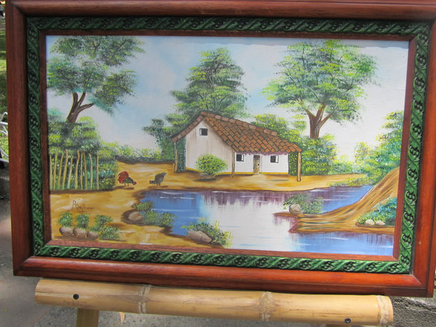 Los gallos Oil Canvas Landscaping