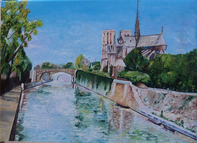 Paris Catedrad Oil Canvas Landscaping