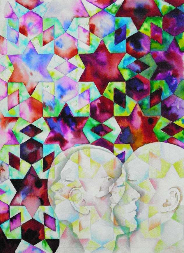 ojos cerrados sobre mosaico árabe