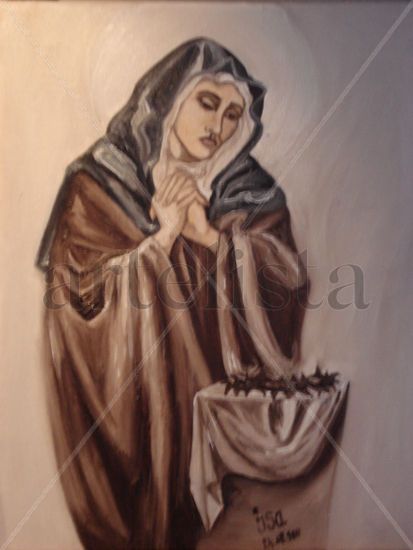 NUESTRA SEÑORA DE LOS DOLORES Óleo Lienzo Figura