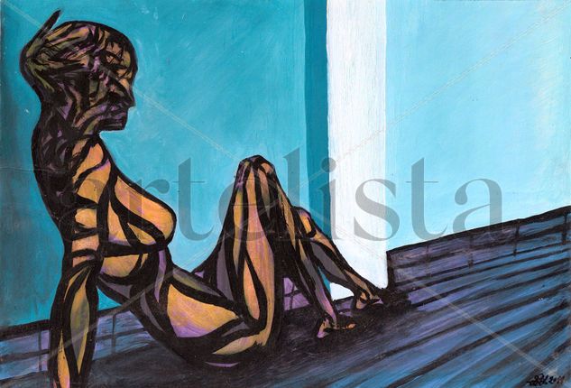 Dama del desierto I Acrylic Card Figure Painting