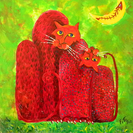 cats in the night Oil Canvas Others