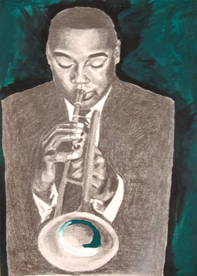 Wynton's Trumpet Media Mixta Papel Retrato