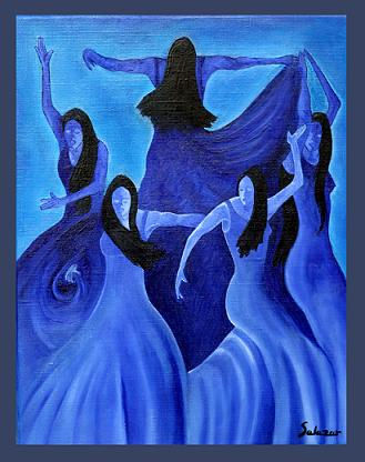 Vivencias imaginadas en azul Oil Canvas Figure Painting