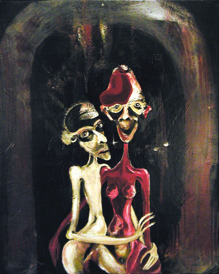 Extraña pareja. Media Mixta Lienzo Figura