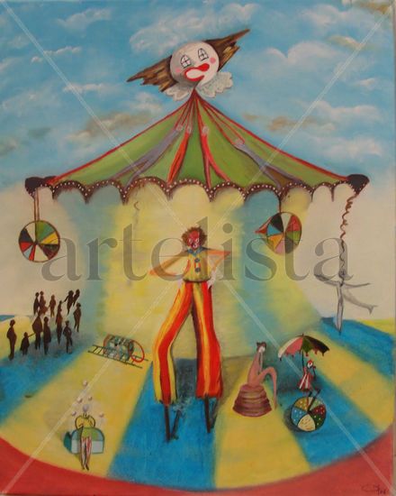 Andas no Circo Oil Canvas Figure Painting