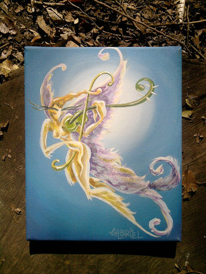 musa con violín Acrylic Canvas Figure Painting