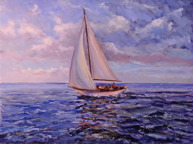 Velero en alta mar Oil Canvas Marine Painting