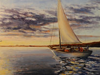 Velero y atardecer