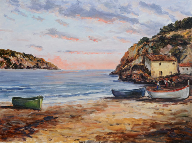 Playa de pescadores Oil Canvas Marine Painting