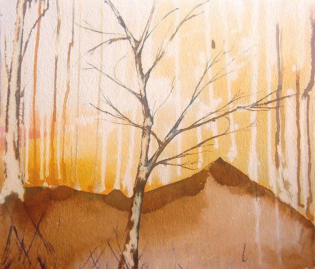 arbol sobre amarillo I Watercolour Paper Others