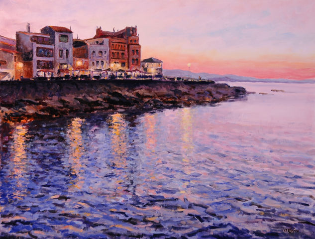 Atardecer en la Escala Oil Canvas Marine Painting