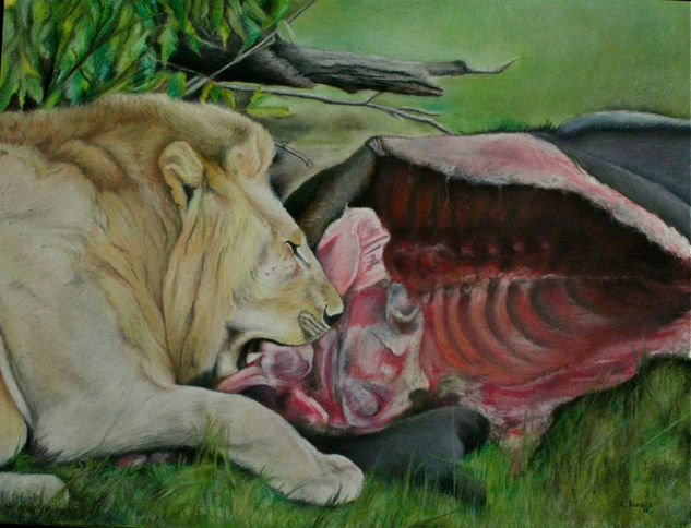 León comiendo Pastel Paper Animals