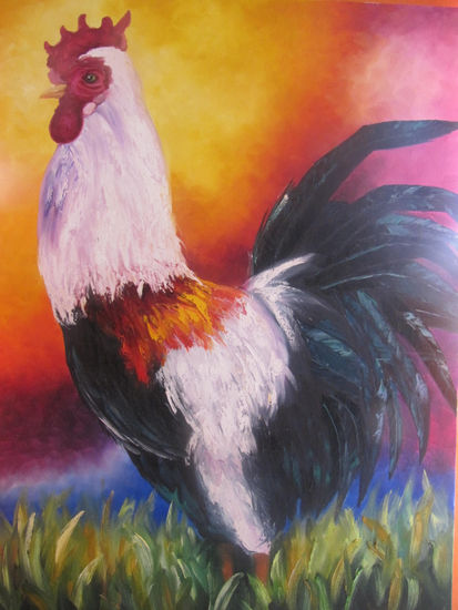 El gallo Óleo Lienzo Animales