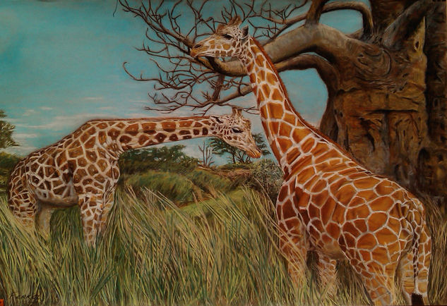 A Couple Giraffes Pastel Paper Animals