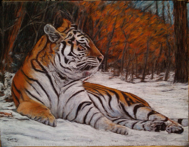 Tiger Loneliness Pastel Paper Animals