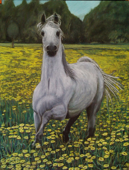 In the yellow field Pastel Papel Animales