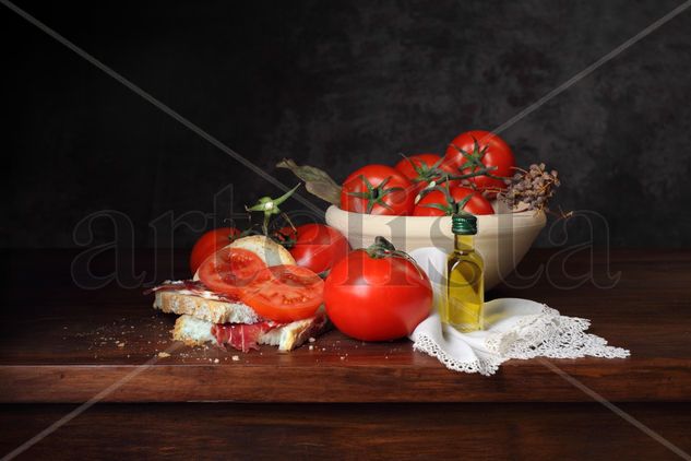 Bodegón de pan con tomate Still lifes Alternative techniques