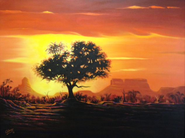 Tepuyes al Atardecer Oil Canvas Landscaping