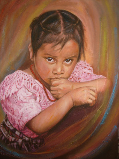 Niña pensando Oil Canvas Portrait