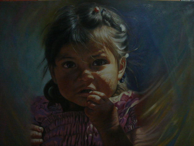 niña Oil Canvas Portrait