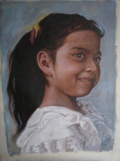 niña Oil Canvas Portrait