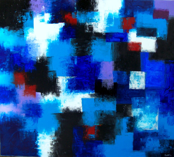 Composición en Azules Acrylic Canvas Landscaping