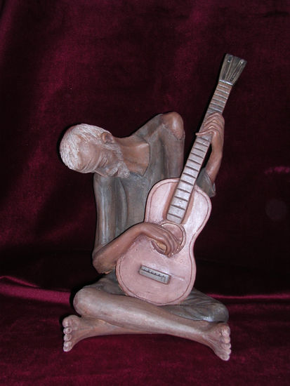 Viejo guitarrista Pottery Figurative