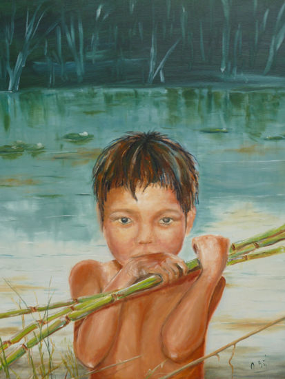 Una mirada de esperanza Oil Canvas Figure Painting