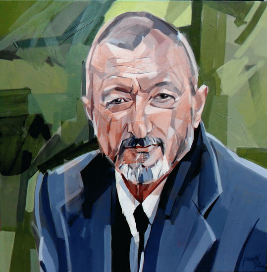 Retrato de Arturo Pérez-Reverte Acrylic Canvas Portrait