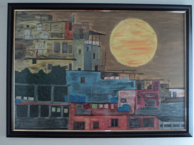 Favela al amanecer Acrylic Paper Landscaping