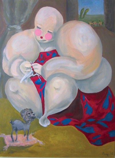 Knitting Malvina Acrylic Canvas Figure Painting