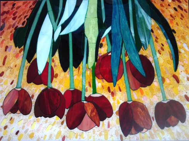 Tulipanes de Van Gogh (versión Mosaico de Vidrio) Others Panel Floral Painting