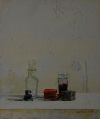 Frascos. Oil Panel Still Life Paintings