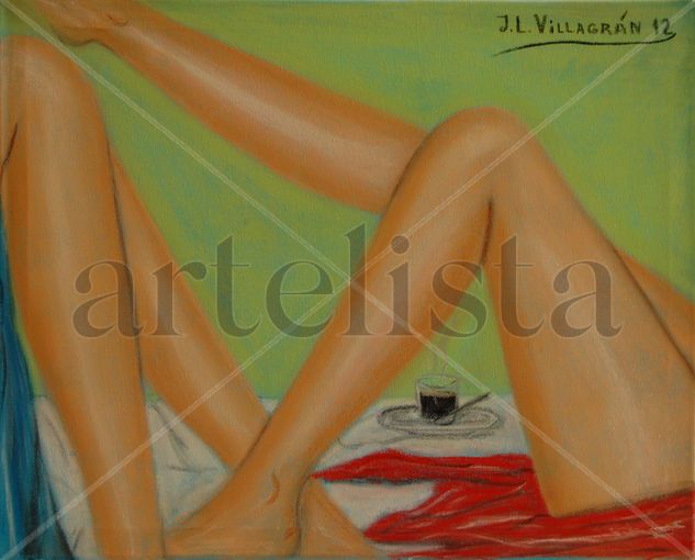 The first morning coffee Pastel Lienzo Figura